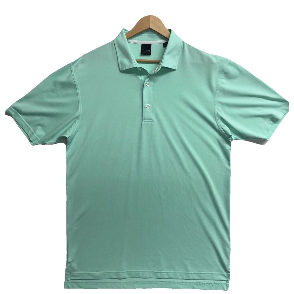 Dunning Golf Polo‎ Shirt Mens Large Green Performance Stretch Wicking